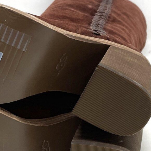 UGG Maeva tall chocolate brown tall suede leather boots 8.5 - Picture 5 of 7